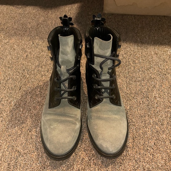Green suede combat boots - Picture 3 of 13